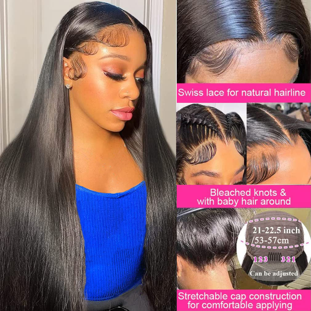 tobasew 13x6 Straight Lace Front Wigs Human Hair 200 Density HD Transparent Lace Frontal Human Hair Wigs for Women Glueless Wig Pre Plucked 28 Inch