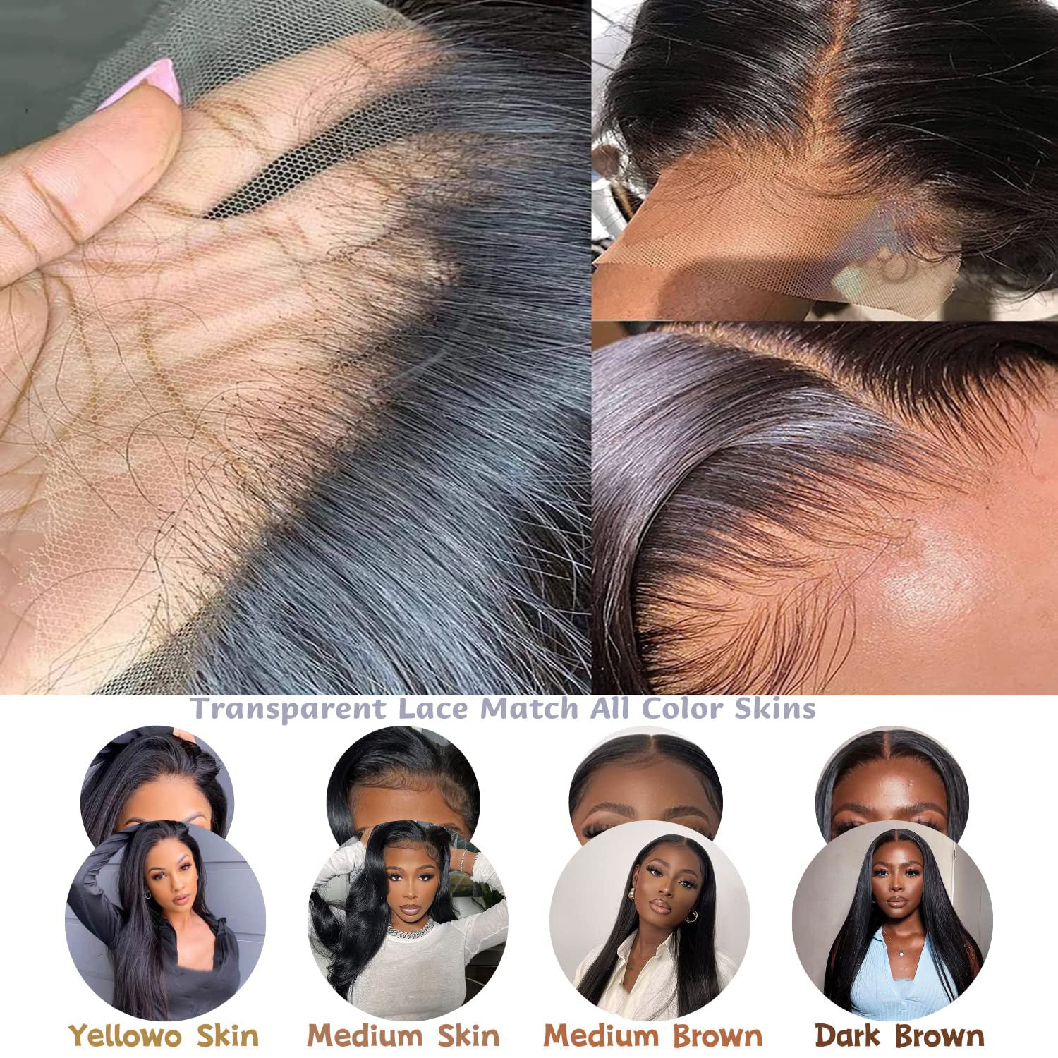 tobasew 13x6 Straight Lace Front Wigs Human Hair 200 Density HD Transparent Lace Frontal Human Hair Wigs for Women Glueless Wig Pre Plucked 28 Inch